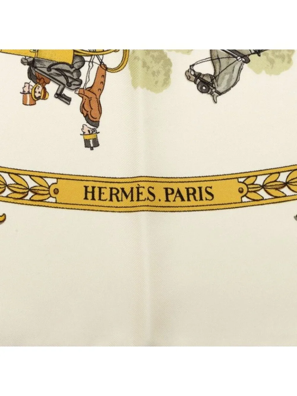 Hermes Carre 90 la Promenade de Longchamps Long Chien Walking Scarf Large Ivory